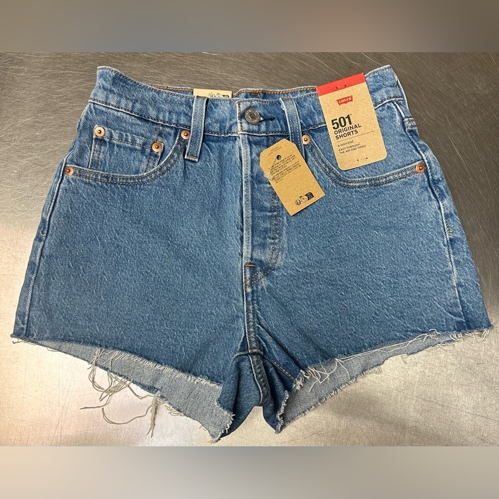 Levi's 501® Original Fit High-Rise Women's Distressed Jean Shorts - Size 25 NWT